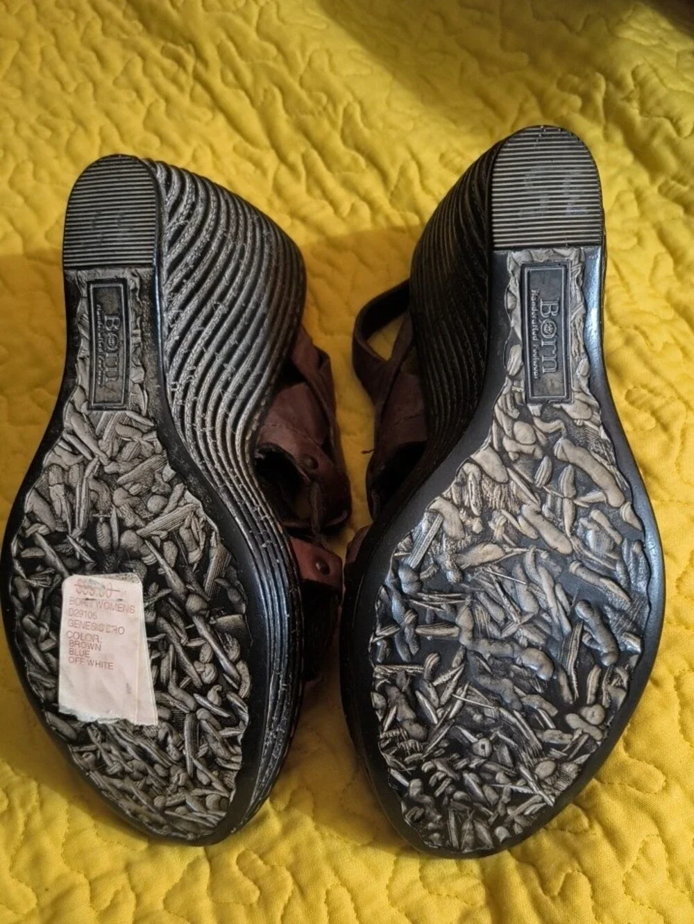 Born Brown Leather Slip-On Sandal with Contrast Stitching